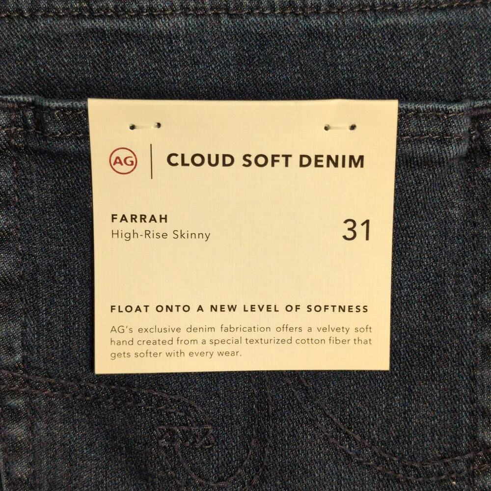 AG Farrah High Rise Skinny Cloud Soft Denim Jeans Fave (Blue, Indigo) Size 31 - Picture 12 of 15